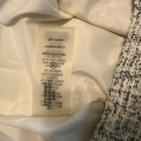 Beautiful Calvin Klein black, gray, black & white lined tweed midi skirt (12) - Picture 11 of 15